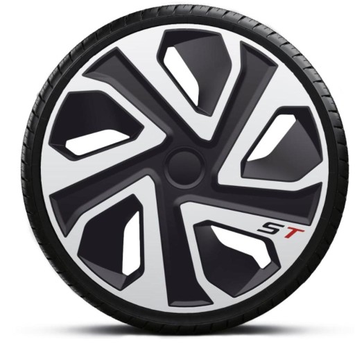 4szt 15 CALI KOŁPAK ST SILVER BLACK EMBLEMAT