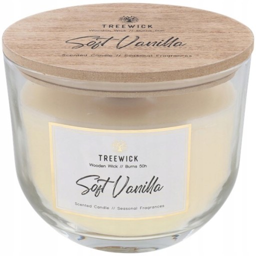 ŚWIECA ZAPACHOWA SZKLE DREWNIANY KNOT SOFT VANILLA