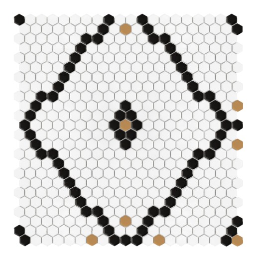 Mozaika gres wzór Mini Hexagon Rombdance Black mat