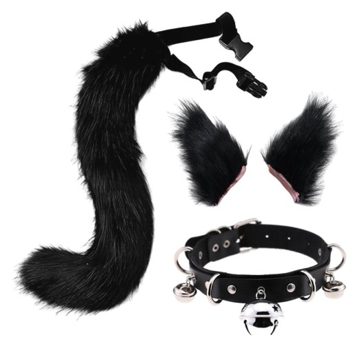Faux Fur Cat Fox Ears Pałąk z ogonem Kitten
