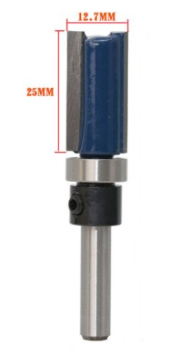 Frez prosty z łożyskiem 12,7mmx25mm Trzpień 8 mm