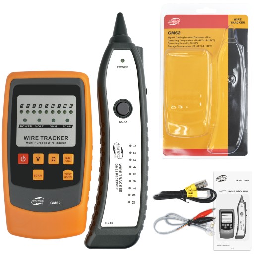 SZUKACZ PAR PRZEWODÓW LOKALIZATOR KABLI TESTER SIECI WIRE TRACKER RJ45