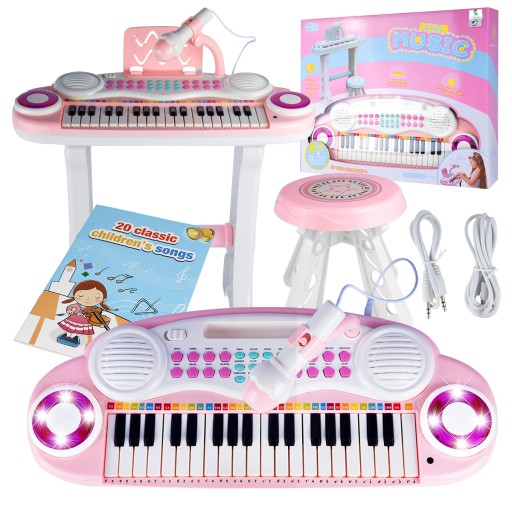 MUZYCZNE ORGANY PIANINKO KEYBOARD dla dzieci 37 KLAWISZY MIKROFON MP3 LED