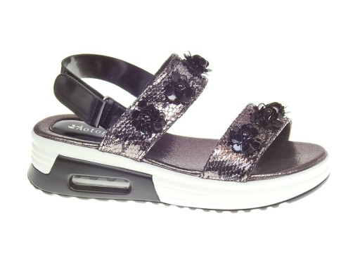 Piękne Sandałki na platformy kwiaty Grey r. 37