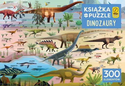 Książka i puzzle 300 elementów Dinozaury Foksal