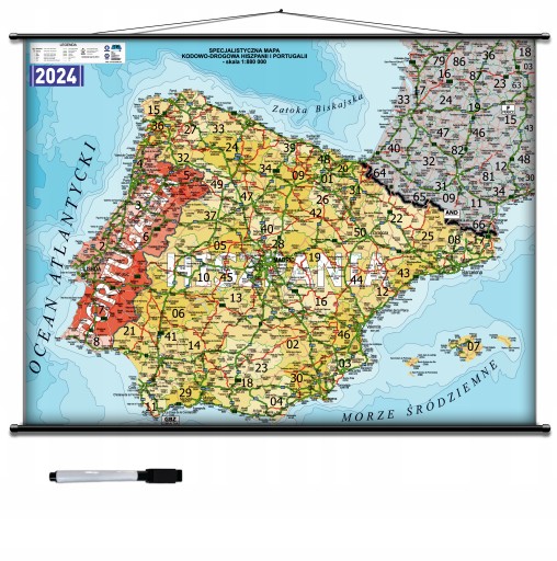 Mapa Drogowa Hiszpanii i Portugalii + kody 160x120 Aktualna 2024