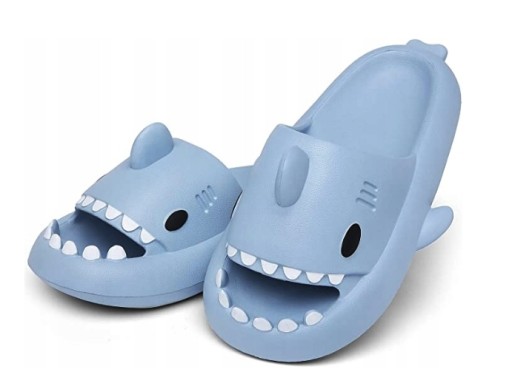 GRUBE KLAPKI NA BASEN REKINY ANTYPOŚLIZGOWE KAPCIE SHARK NIEBIESKIE 36-37