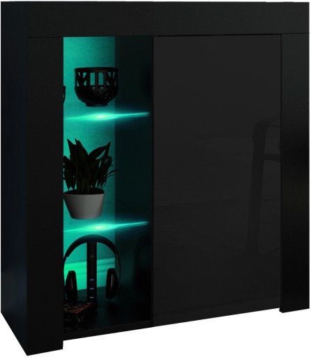KOMODA do pokoju salonu sypialni czarny mat + czarny połysk 80 70 75cm