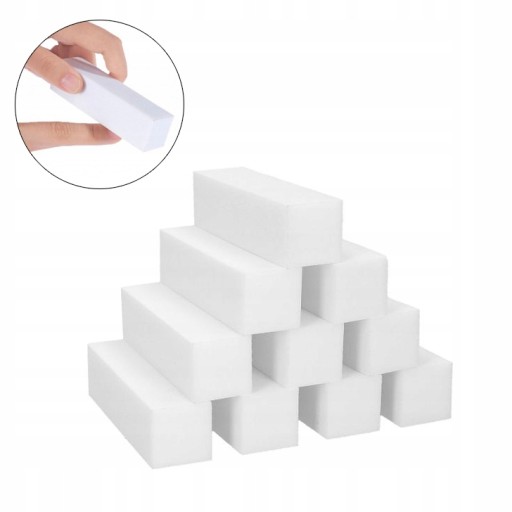 10x Blok Polerski Do Paznokci Bloczek Biały Polerka Kostka Gradacja 100/100