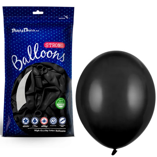 Balony czarne 12cm Pastel Black 100 sztuk MINI Strong
