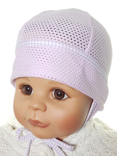 NIEMOWLĘCA BAWEŁNIANA CZAPKA W DZIURKI CZAPECZKA WIĄZANA 0-12 M-C 8 KOLORÓW