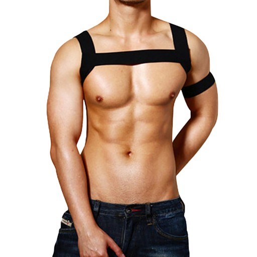 BDSM7 ELASTYCZNY HARNESS MĘSKI + OPASKA NA RAMIĘ