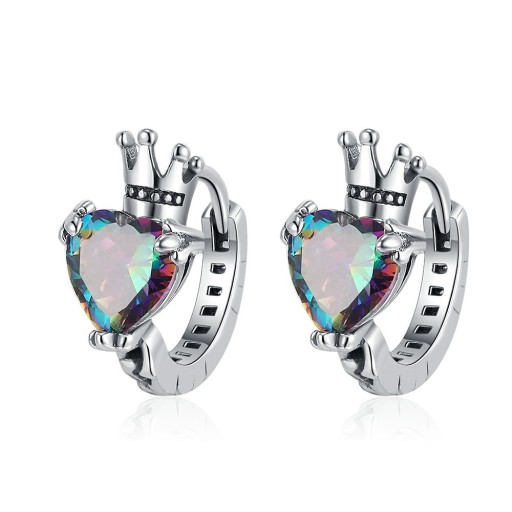 Kolczyki Crown Crystal Fashion, srebro S925