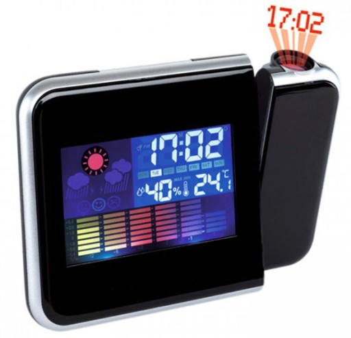 Budzik Zegarek XONIX z Rzutnikiem Kolorowy LCD