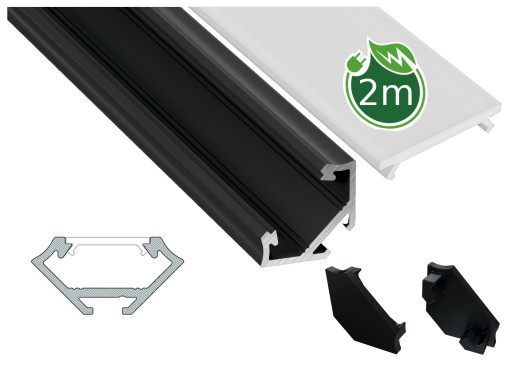 Profil LED aluminiowy czarny Worthy-C +Klosz 2m