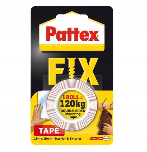 TAŚMA MONTAŻOWA PATTEX DWUSTRONNA FIX 120 kg MOCNA