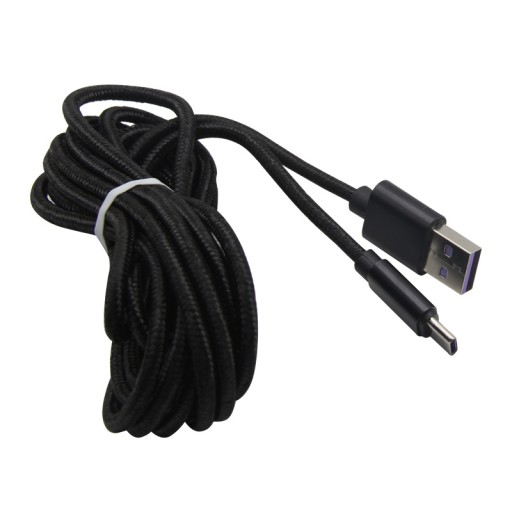 Kabel USB typ C do ładowania PS5 3m Oplot Czarny