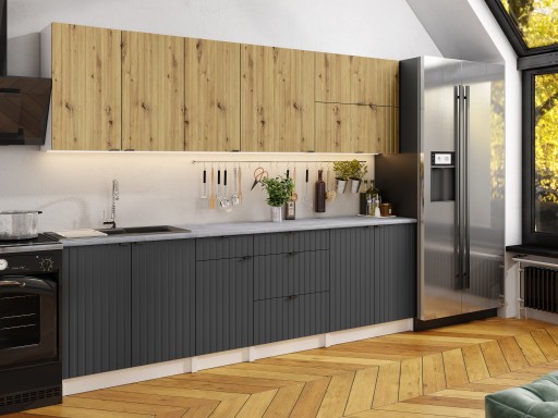 Kuchnia zestaw PEREA lamele meble szafki kuchenne 2,6 m 260 cm z blatem