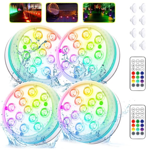 4 SZT. WIELOKOLOROWE ŚWIATŁA RGB PODWODNE ŚWIATŁO DO KĄPIELI SPA DO WAZONU