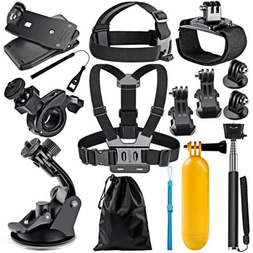 AKCESORIA DO KAMER SPORTOWYCH GOPRO ZESTAW 12 W 1 UNIWERSALNY NA ZEWNĄTRZ