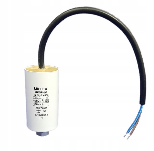 10uF 450V KONDENSATOR 10uF 450V do silnika MIFLEX kabel+śruba