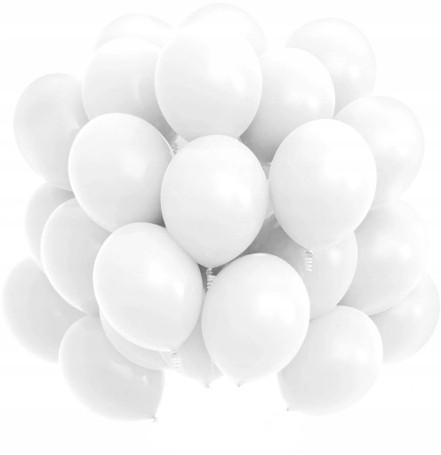 Balony Gumowe Pastelowe Białe 50 szt Komunia ślub