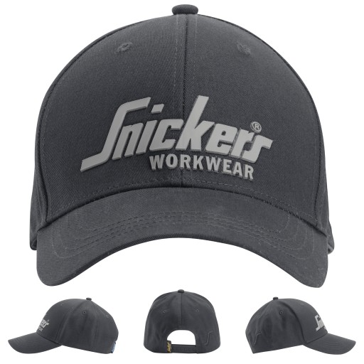 Czapka z daszkiem Snickers logo 9041 szara