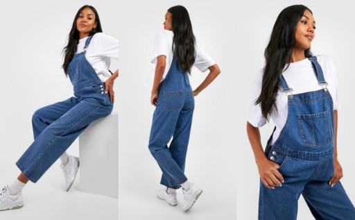 1G0B37 A02 BOOHOO MATERNITY NIEBIESKIE JEANSOWE OGRODNICZKI S