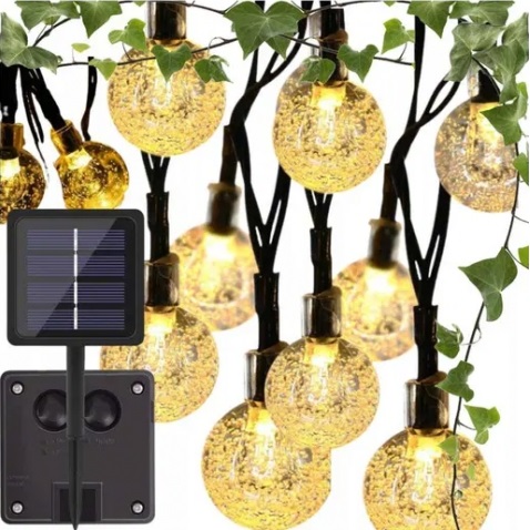 GIRLANDA SOLARNA LAMPKI OGRODOWE ŁAŃCUCH 40 LED 6M
