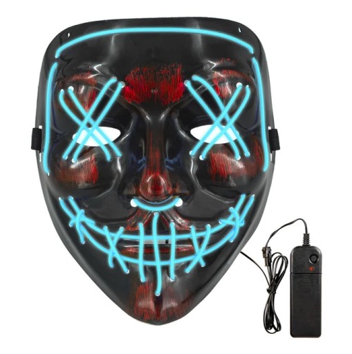 MASKA NA HALLOWEEN LED PURGE Niebieska