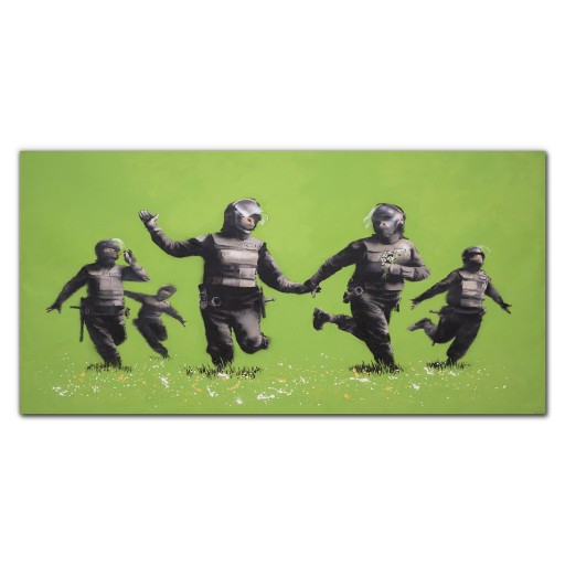 Obraz ścienny na płótnie Banksy zielony 100x50 cm