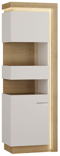 Witryna wąska lewa VERSO art.6b dąb riviera / biały połysk LOFT