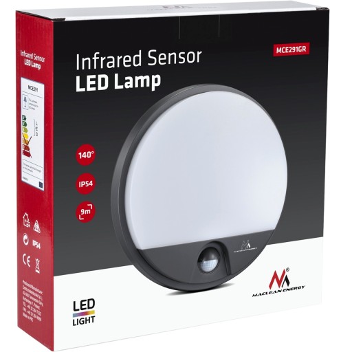 Lampa LED z sensorem ruchu zmierzchu na ścianę elewację dom ścienna 15W