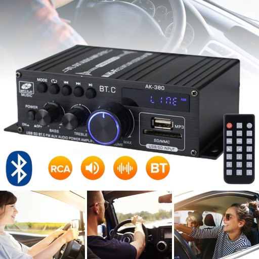 PRZENOŚNY MINI WZMACNIACZ MOCY, 2 KANAŁOWY WZMACNIACZ BLUETOOTH HIFI STEREO