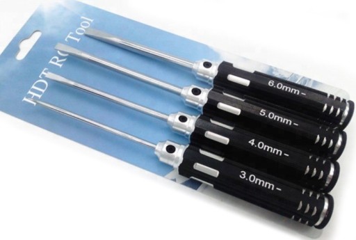 ZESTAW 4x ŚRUBOKRĘT PŁASKI 3, 4, 5, 6mm HARTOWANE