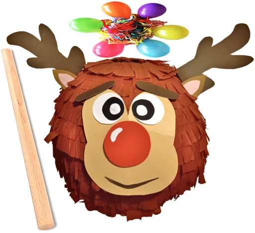 PINIATA ŚWIĄTECZNA RENIFER + KIJ PINATA NA PREZENT