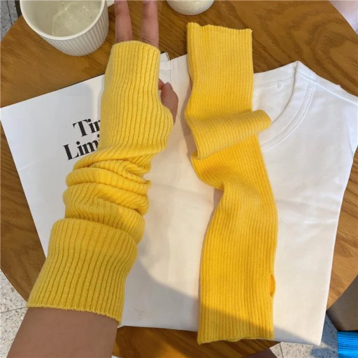 Winter Women Arm Warmers Knitted Woolen Arm Sleeve Fine Long Knitted