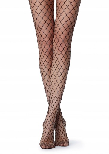 CALZEDONIA rajstopy kabaretki czarne dużeoczka 3/4