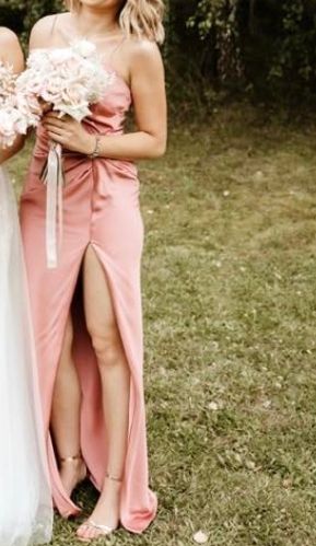 SATYNOWA SUKIENKA MAXI NA RAMIĄCZKACH ASOS RÓŻ XS