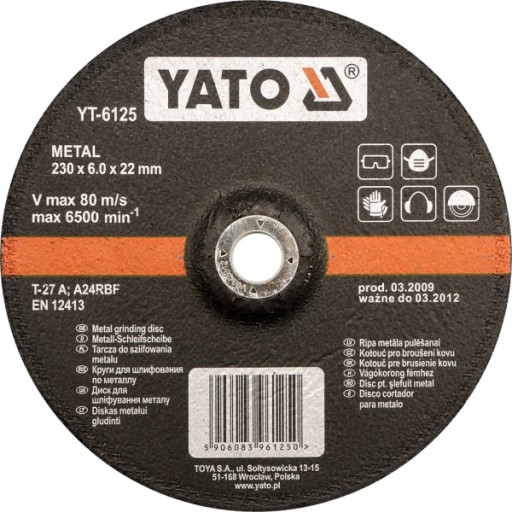 YATO TARCZA WYPUKŁA DO SZLIF. METALU 125X6,0