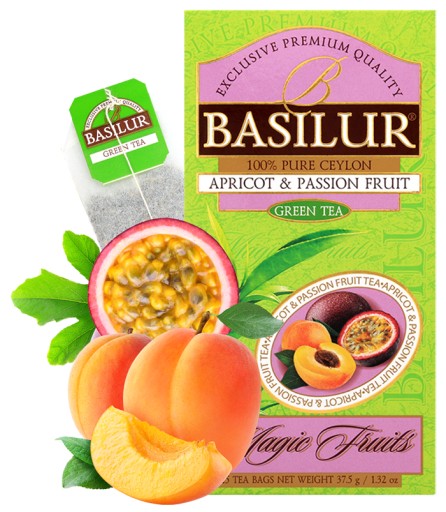 Basilur APRICOT PASSION FRUIT herbata zielona MARAKUJA MORELA - 25 x 1,5 g