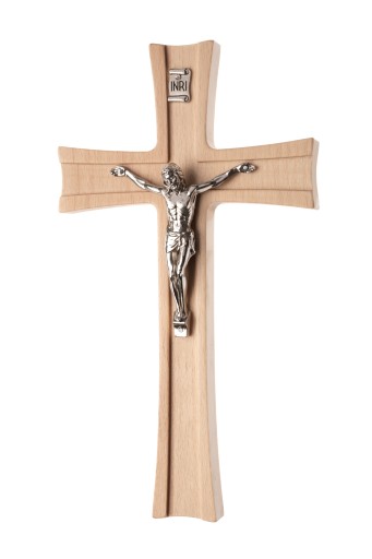 Drewniany krzyż wiszący 30 cm z wycięciami