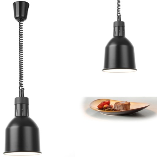 Lampa do podgrzewania potraw - wisząca cylindryczna stożkowa czarna śr. 175