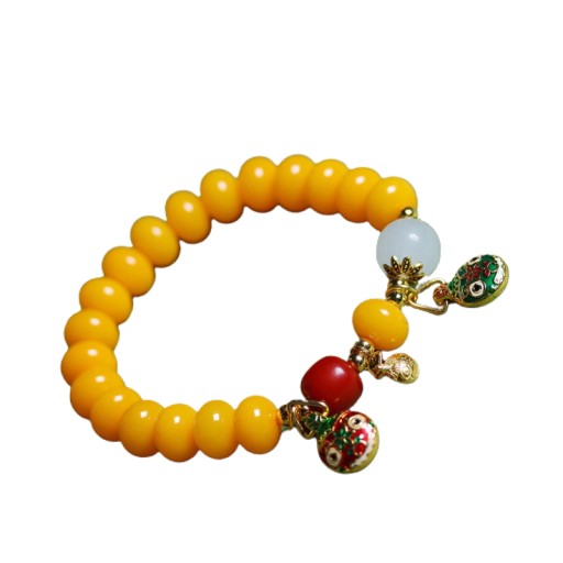 Topaz Bodhi Single Circle yellow Swallowing Bracelet Buddha Beads chain