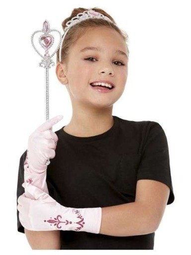 ZESTAW KSIĘŻNICZKI RÓŻOWY TIARA RĘKAWICZKI RÓŻDŻKA