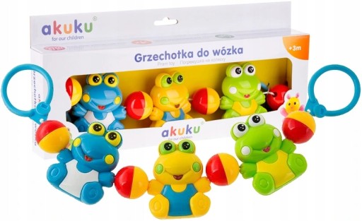 Grzechotka zawieszka do wózka i łóżeczka ŻABKI
