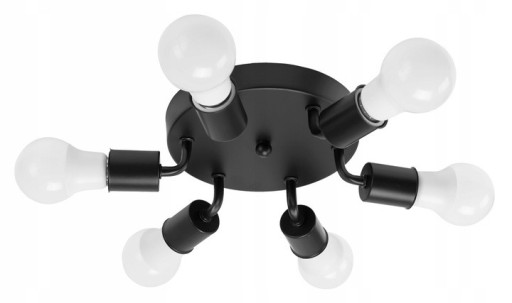 LAMPA SUFITOWA 6-RAMIENNA METALOWA PLAFON BLACK 6