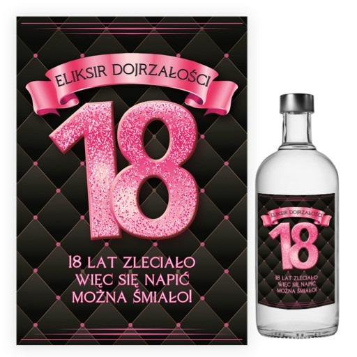 Naklejki na Butelki na 18 Urodziny Różowe balony - 10 sztuk NAK_92