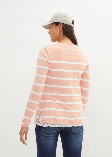 40 Bonprix SWETER CIĄŻOWY Z AŻUROWYM HAFTEM
