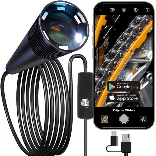 KAMERA INSPEKCYJNA ENDOSKOPOWA ANDROID TELEFON PC USB 3w1 10M